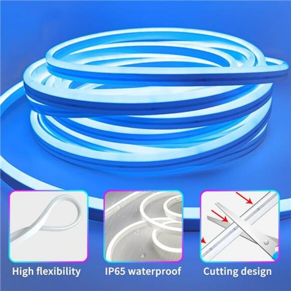 100ft RGB LED neon rope lights waterproof flexible strip with remote and app con - Picture 6 of 8